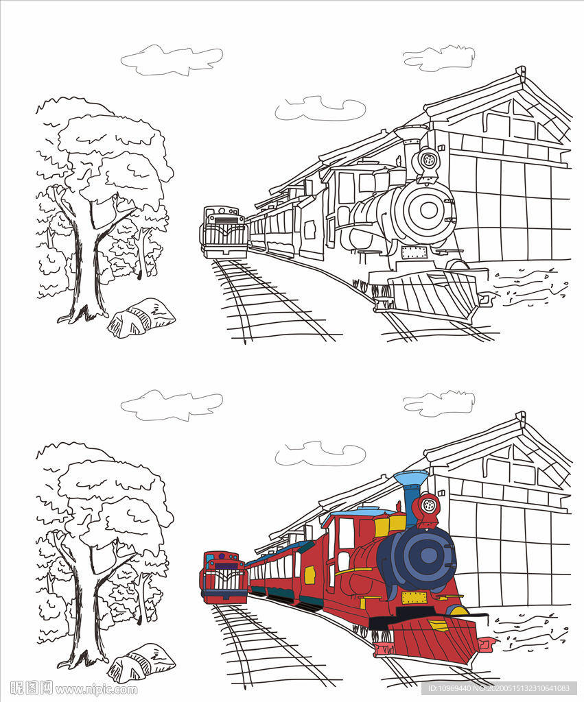 火车插画