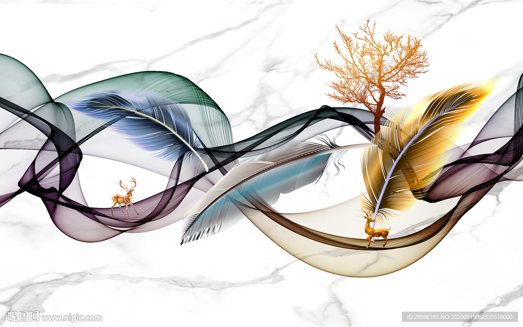 大气轻奢风山水画 tif分层