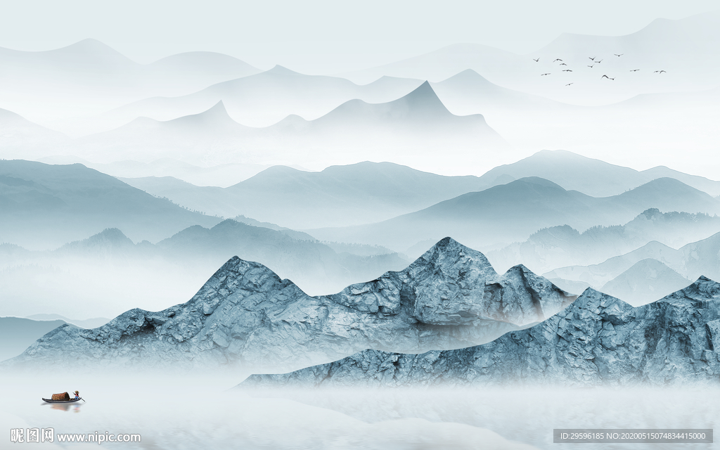 新上架轻奢风山水画 tif分层