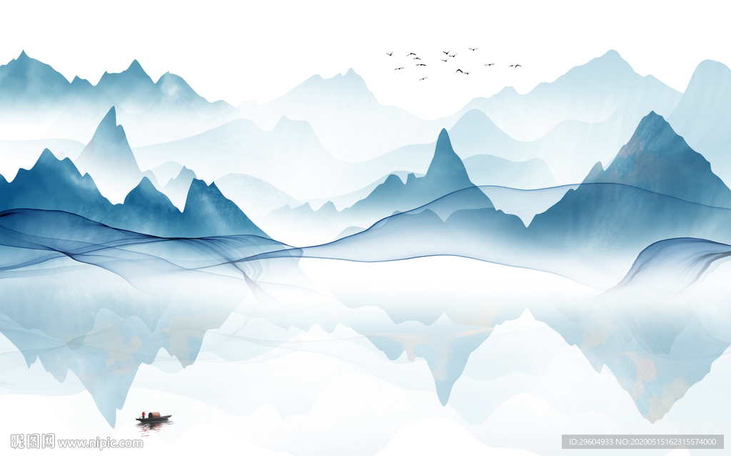 烟雾中式风格山水 tif分层