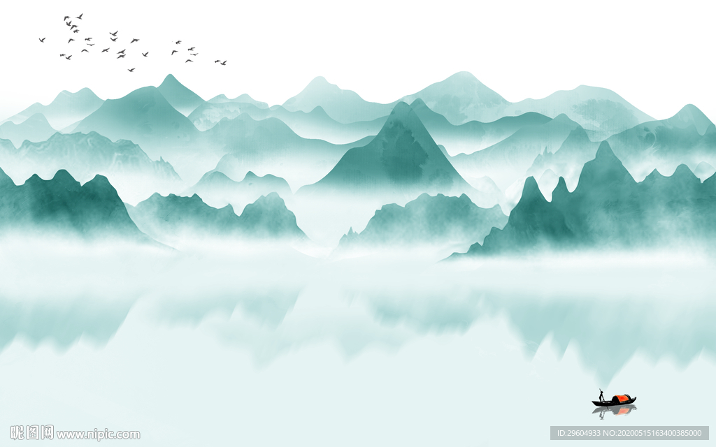 最新中式风格山水 tif分层