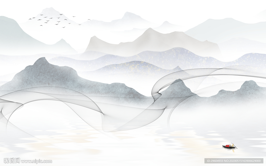 新款中式风格山水 tif分层