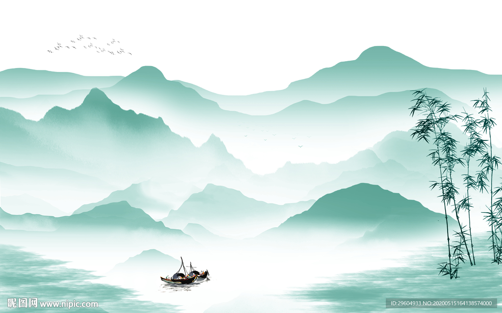 高端中式风格山水 tif分层