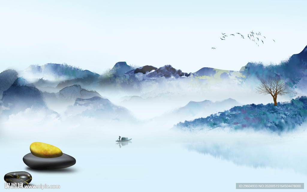 高档中式风格山水 tif分层