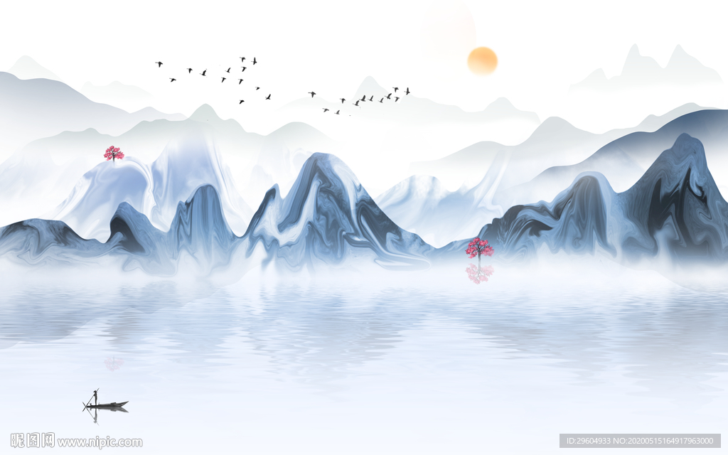 新品中式风格山水 tif分层