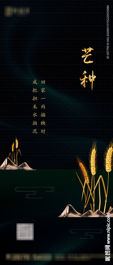 简约中式黑金房地产芒种节气海报