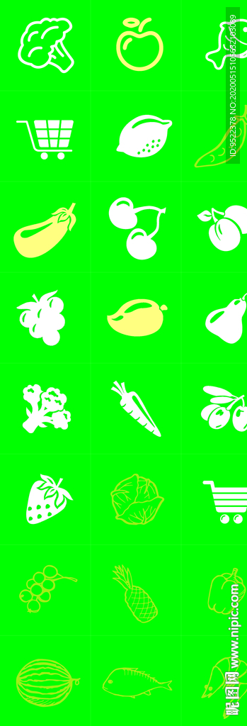 超市卡通生鲜图标