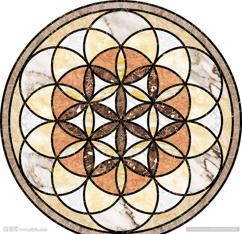 几何拼花大理石圆形欧式地砖