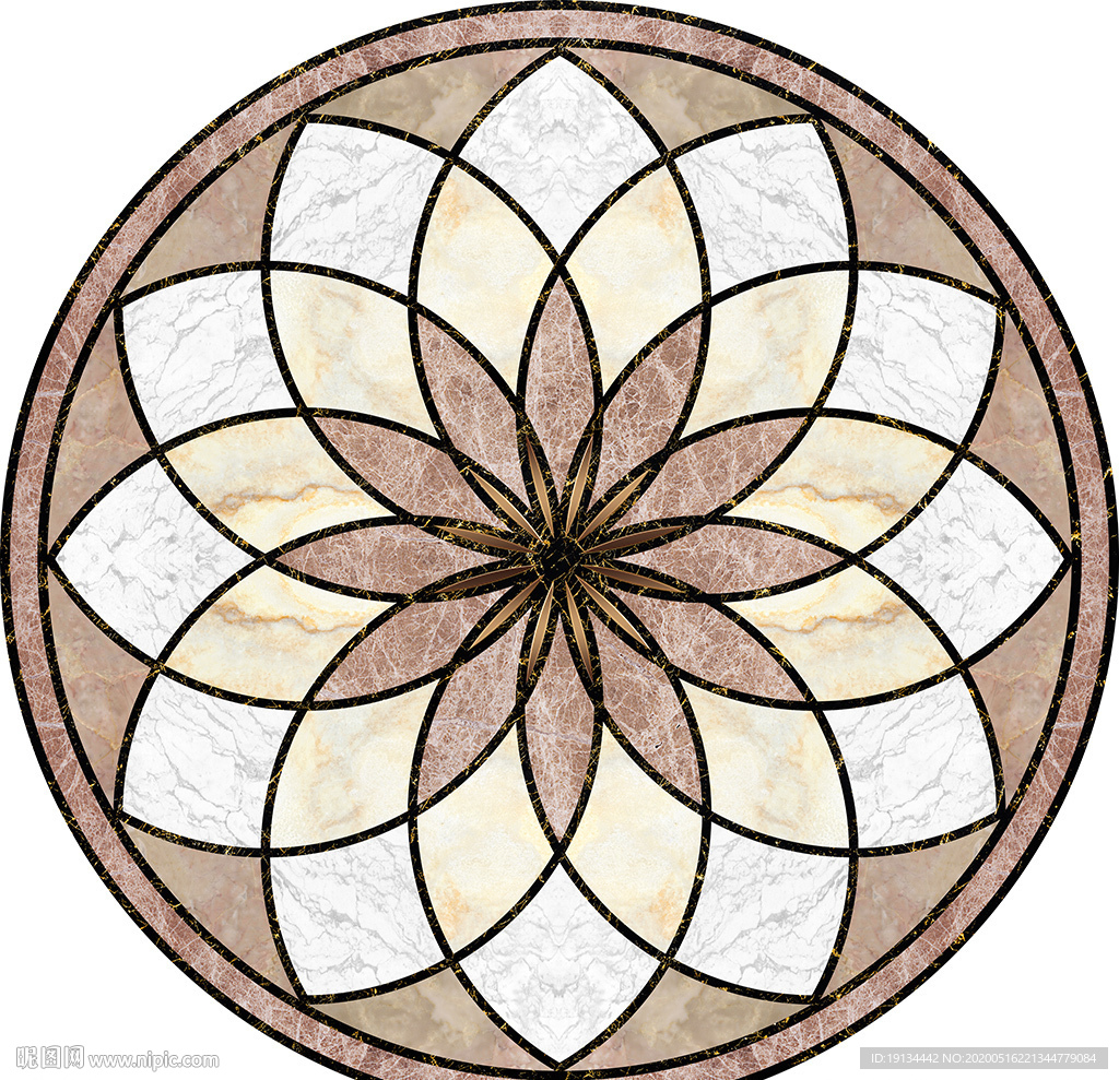 几何拼花大理石圆形欧式地砖