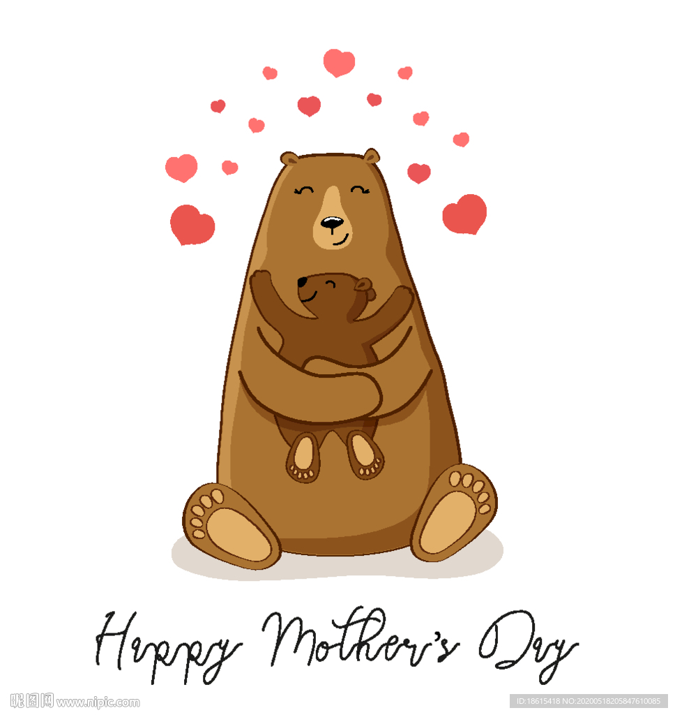 熊  母亲节  爱心 mom