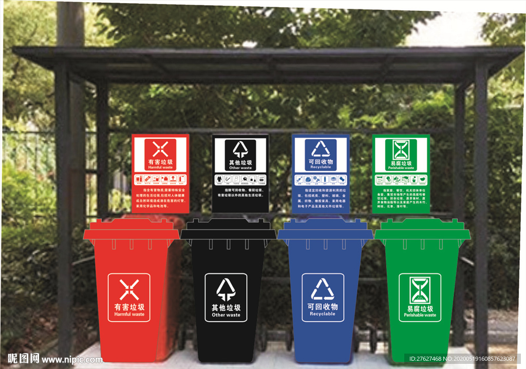 垃圾分类标识牌 垃圾桶