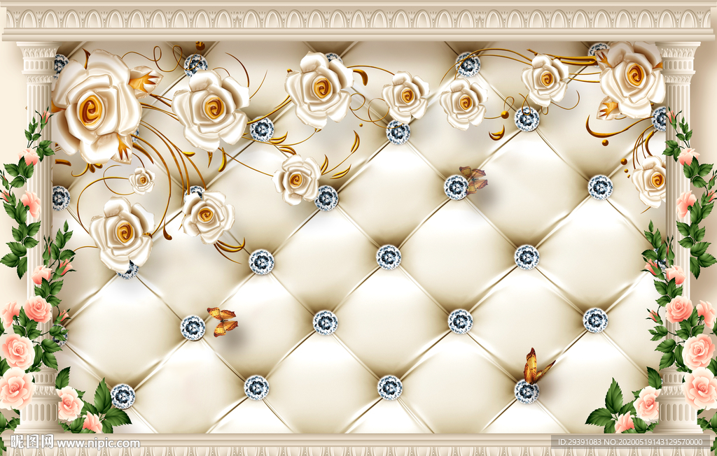 欧式珠宝玫瑰花背景