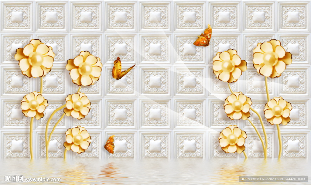 欧式花纹玉雕牡丹背景墙图片