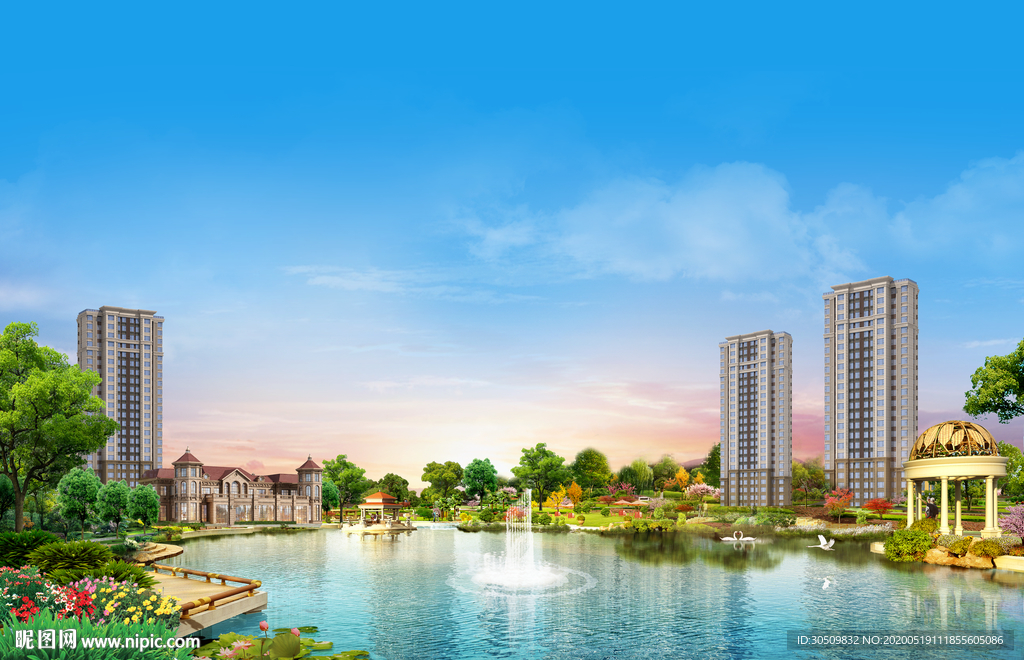 湖景大图  园林 高层 洋房