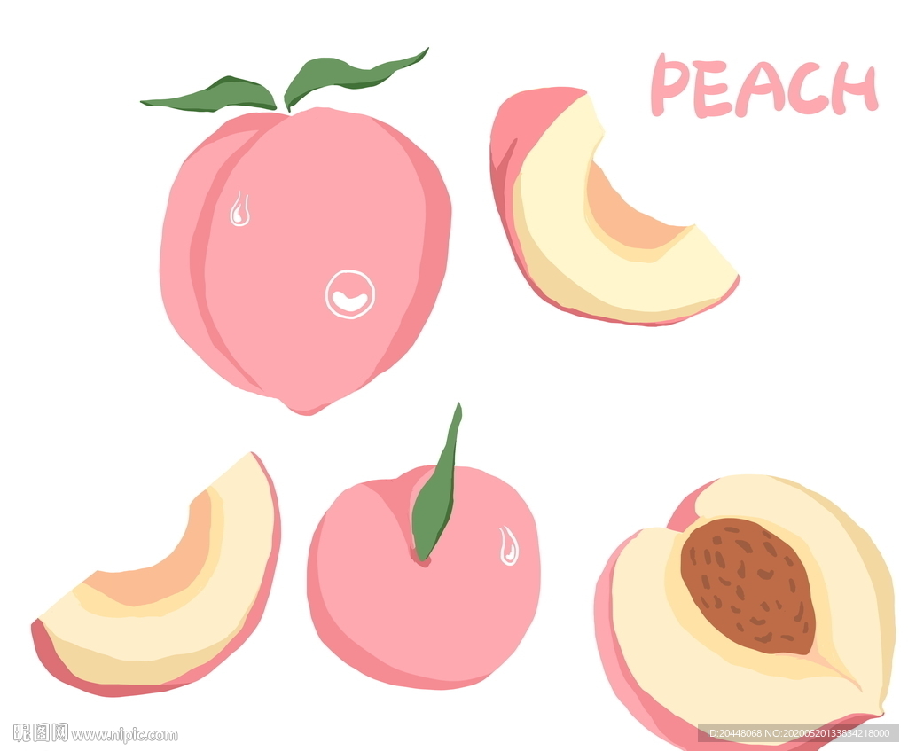 桃子水果饮料插画
