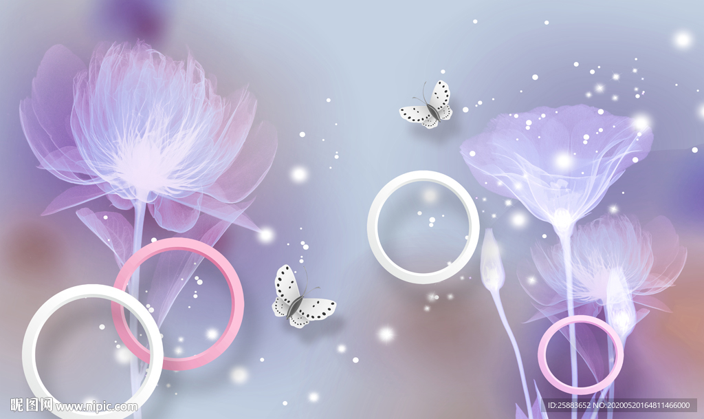 蝶恋花唯美电视背景墙