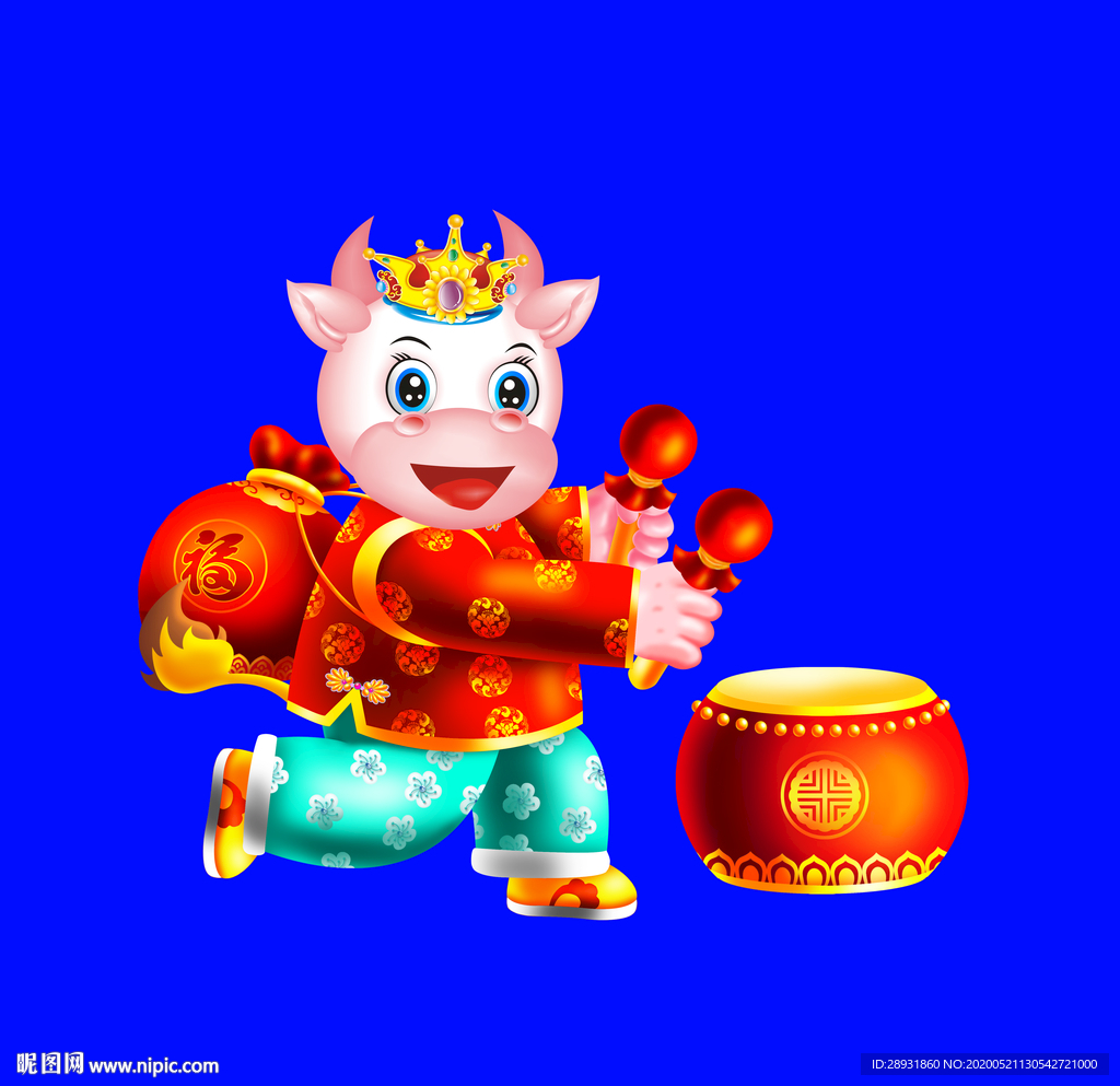 卡通牛牛年门画牛年门贴