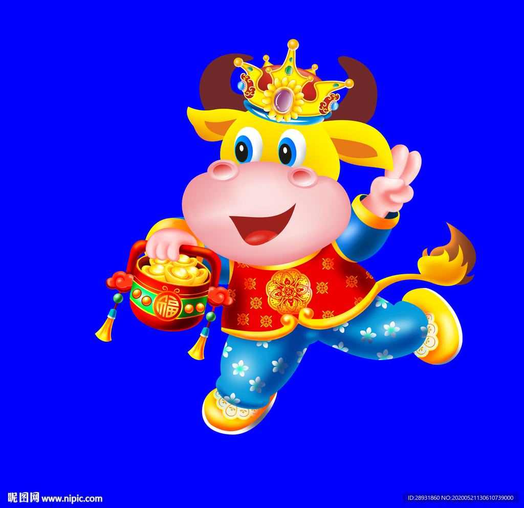 卡通牛牛年门画牛年门贴