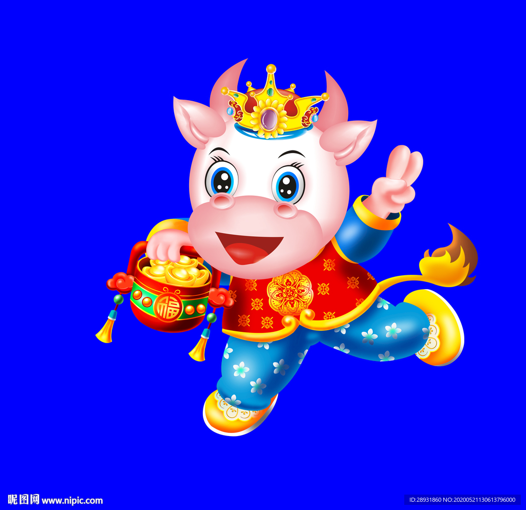 卡通牛牛年门画牛年门贴