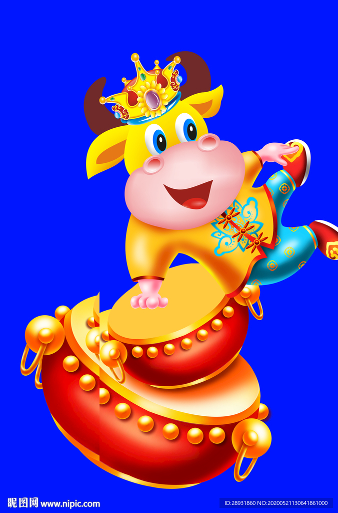 牛年门画牛年门贴卡通牛