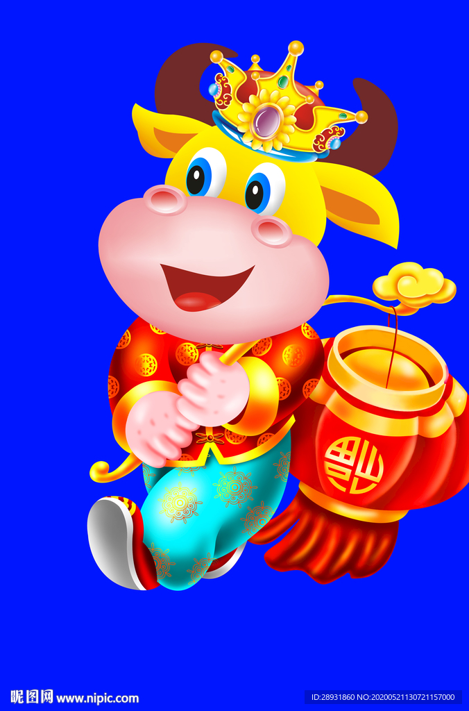 牛年门画牛年门贴卡通牛