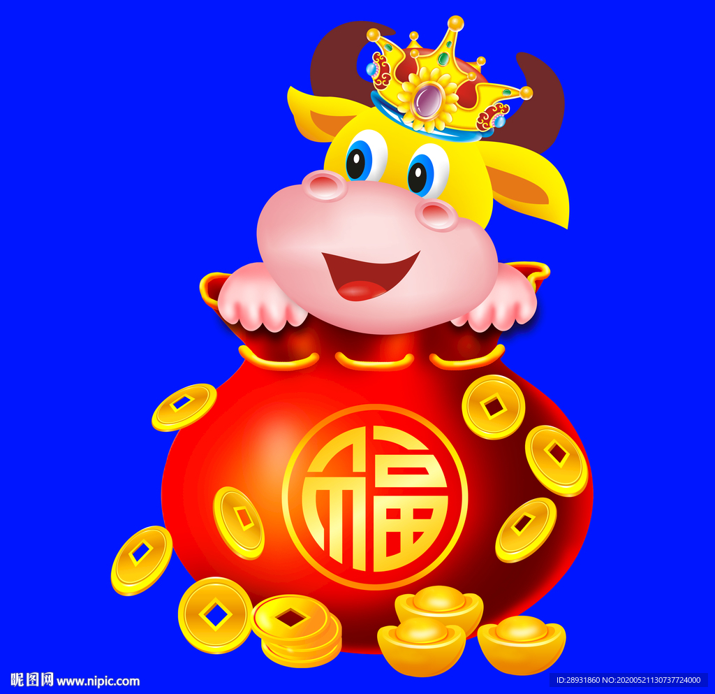 牛年门画牛年门贴卡通牛