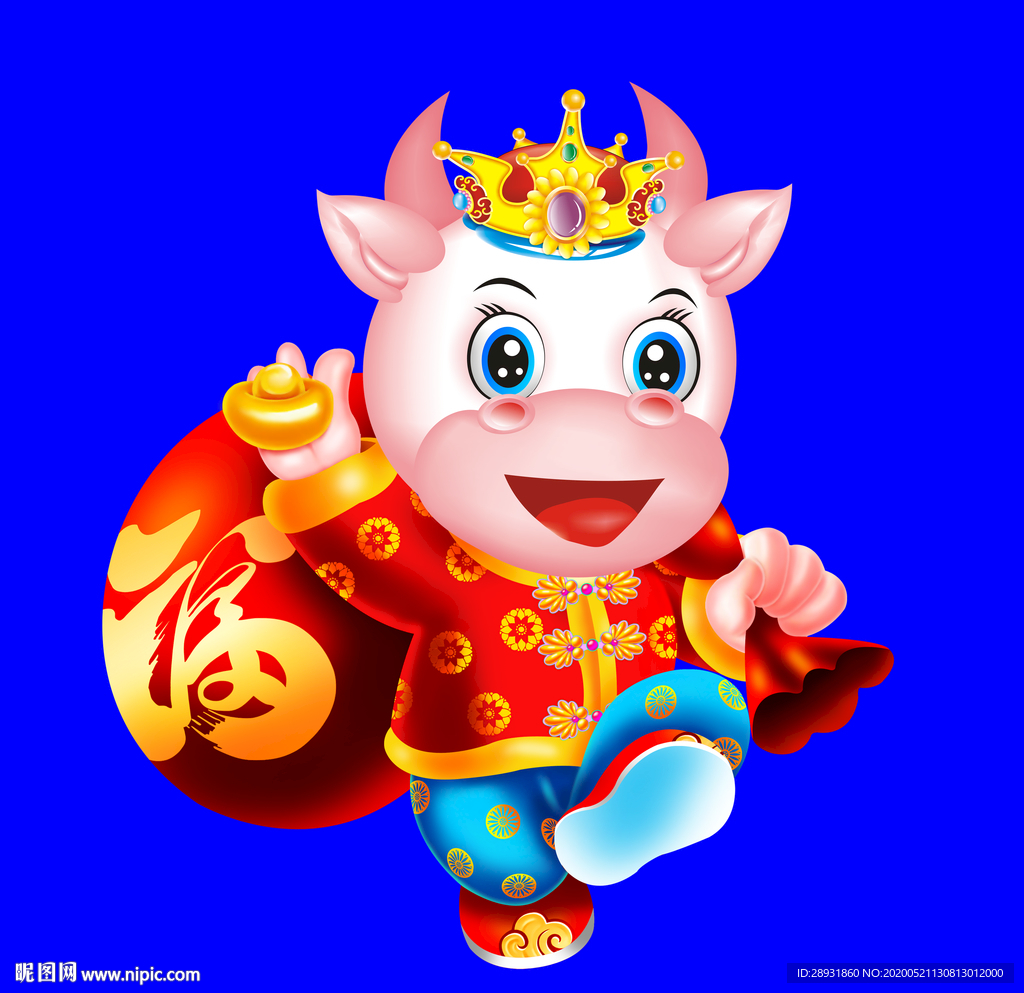 牛年门画牛年门贴卡通牛