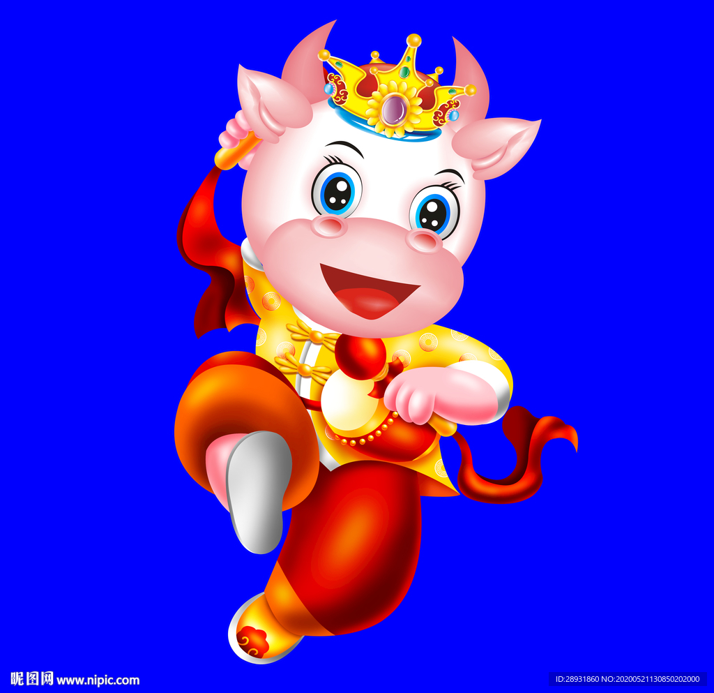 卡通牛牛年门画牛年门贴