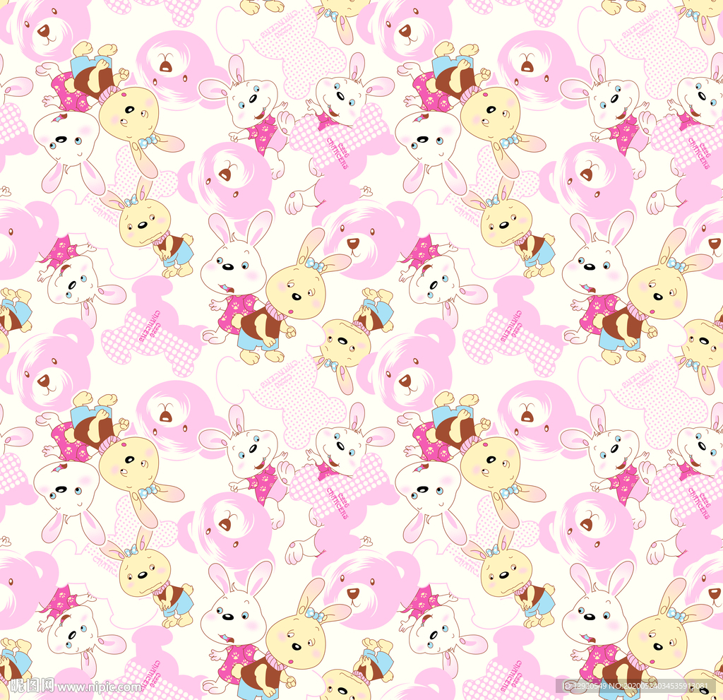 大牌睡衣可爱卡通熊图案兔子