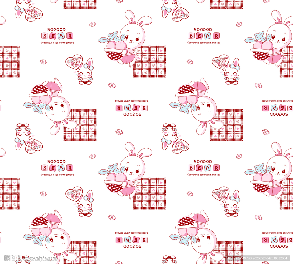 大牌睡衣可爱卡通图案兔子