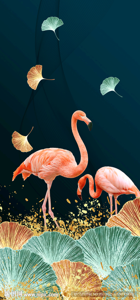 银杏树叶玄关背景墙