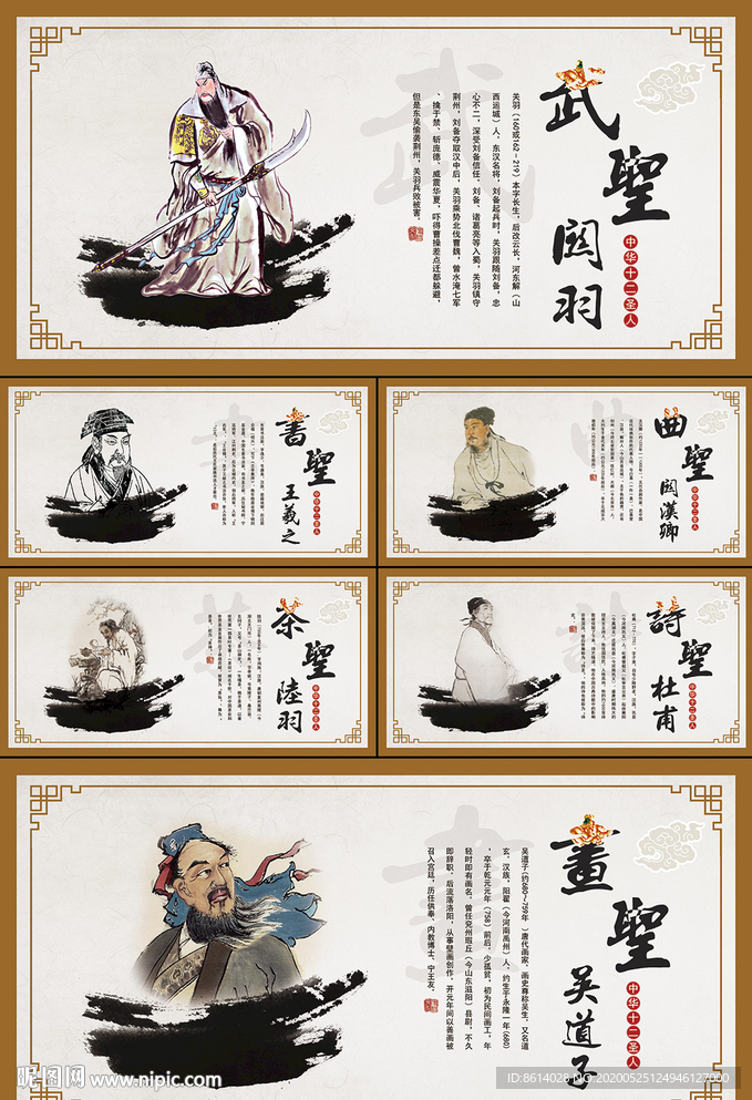 中华十二圣人学校文化展板