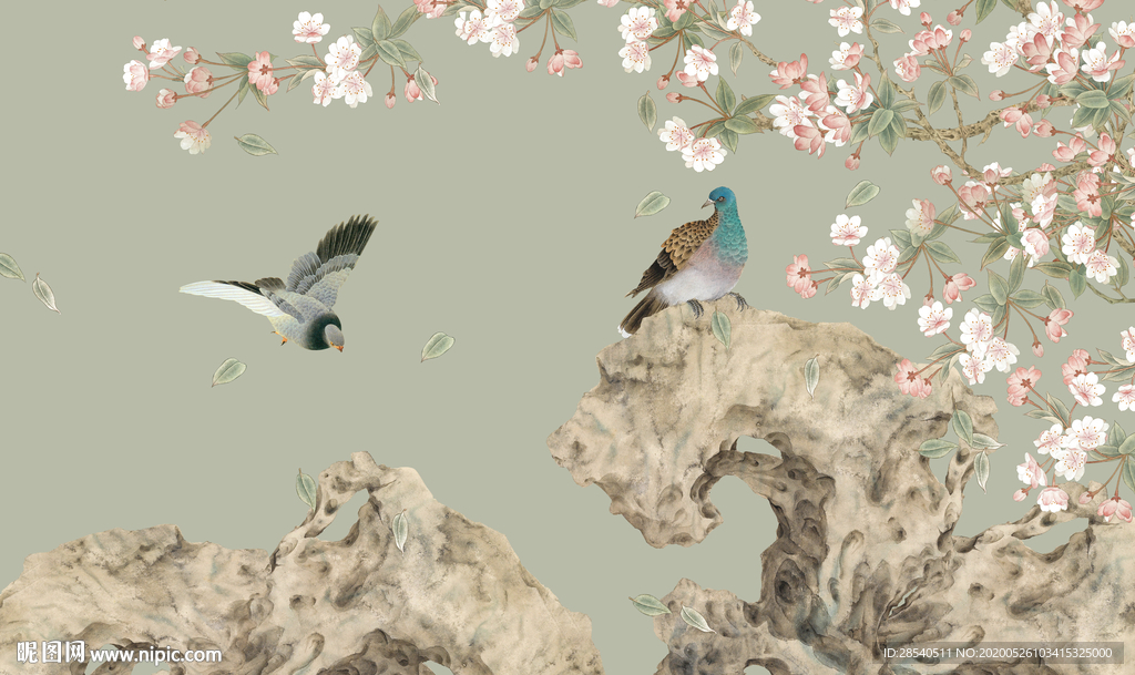 新中式花鸟背景图片