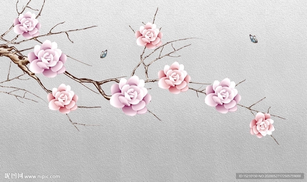 梦幻玫瑰花电视背景墙