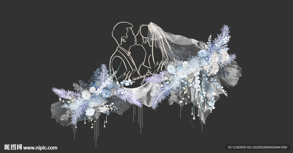 手绘婚礼logo花艺