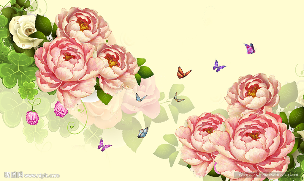 蝶恋花电视背景墙