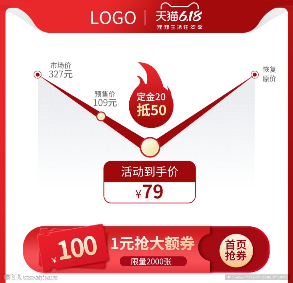 618价格曲线优惠券促销主图