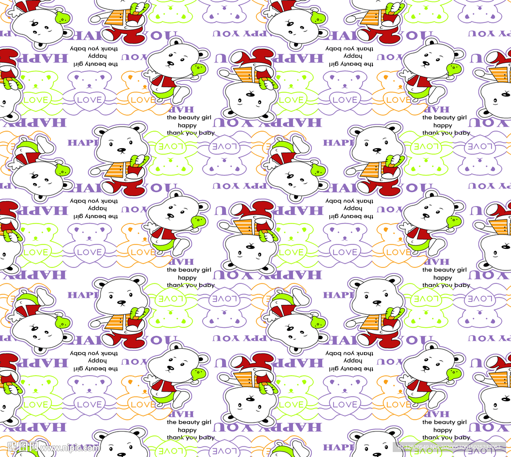 大牌可爱卡通字母乱花