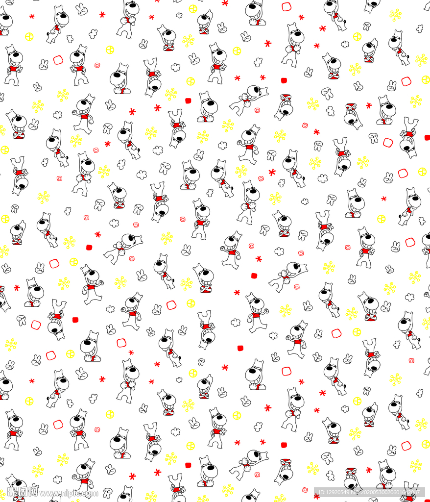 大牌可爱卡通狗乱花