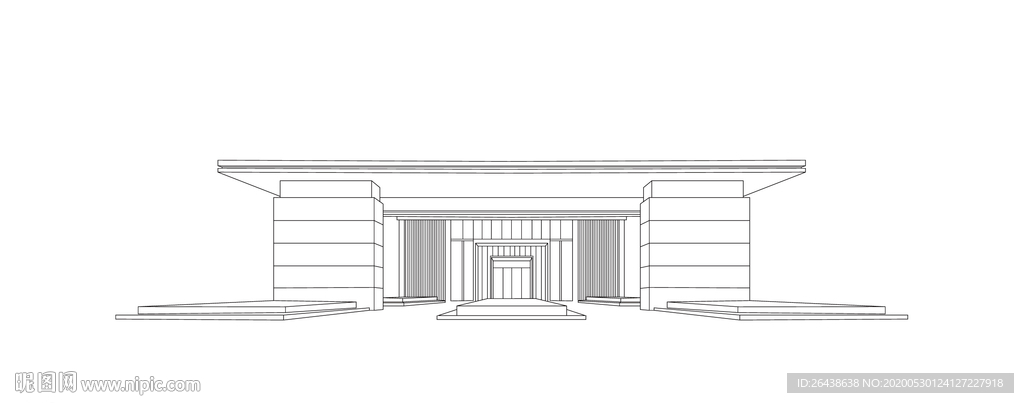 新中式建筑线稿