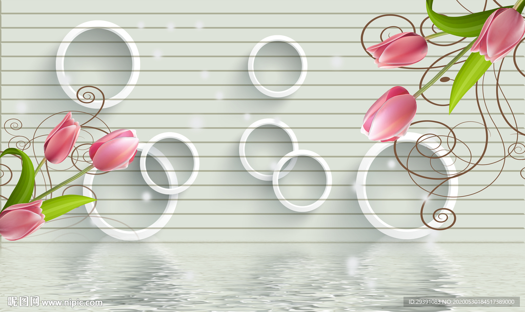 3D圆圈郁金香玄关图片