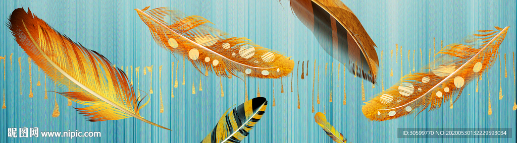 羽毛抽象创意床头画