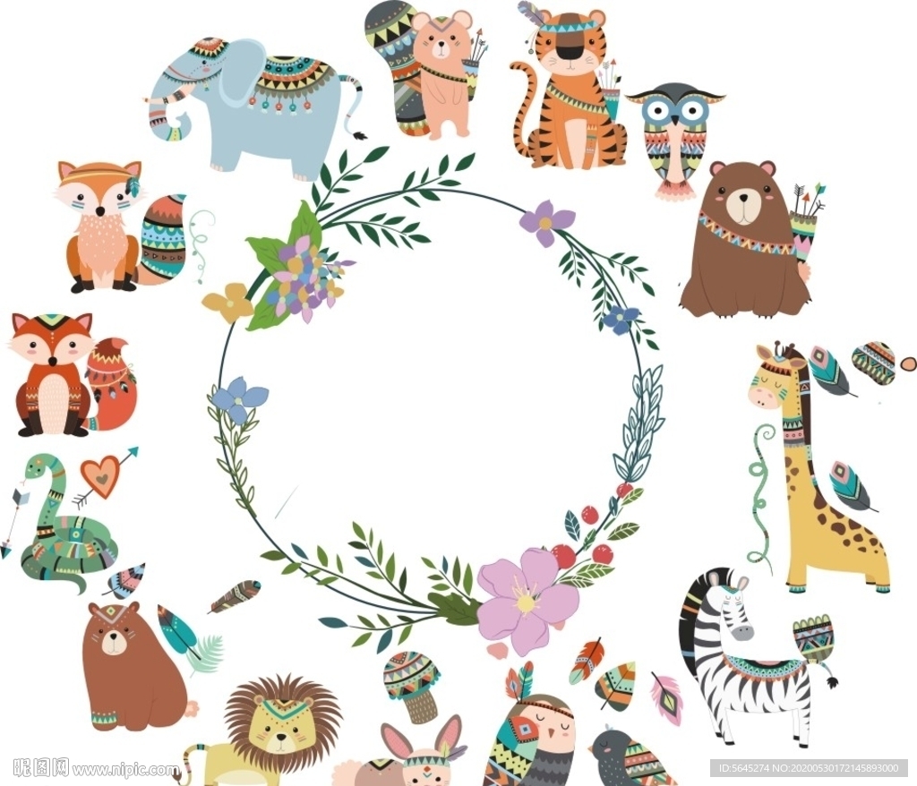 印第安卡通动物