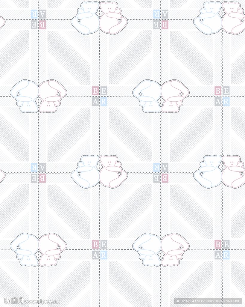 大牌卡通熊格子