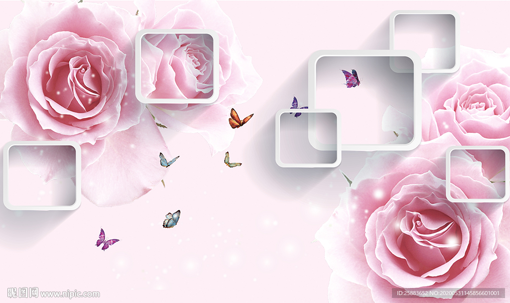 蝶恋花温馨电视背景墙