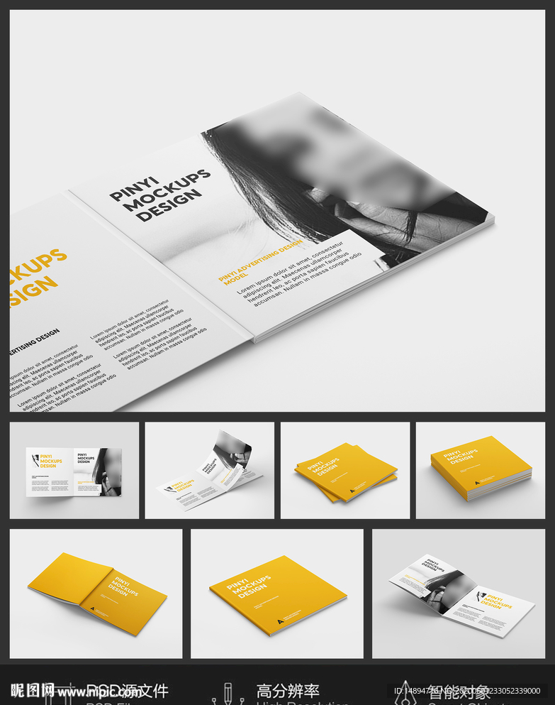 8角度高端方形画册样机图片