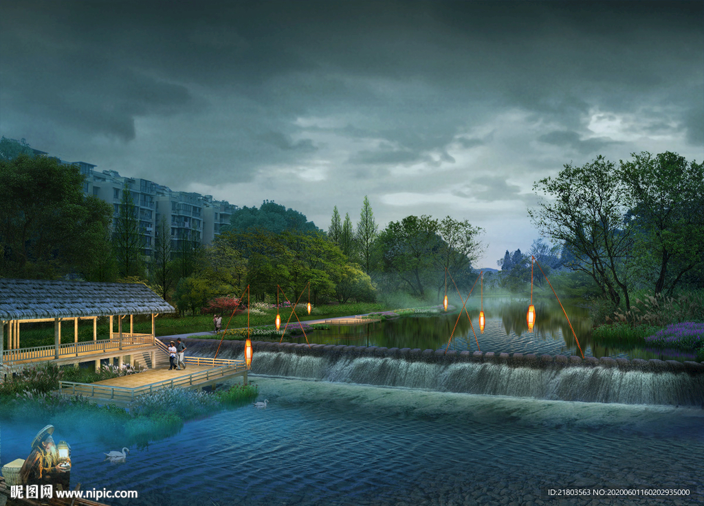 景观效果图夜景效果图景观夜景图