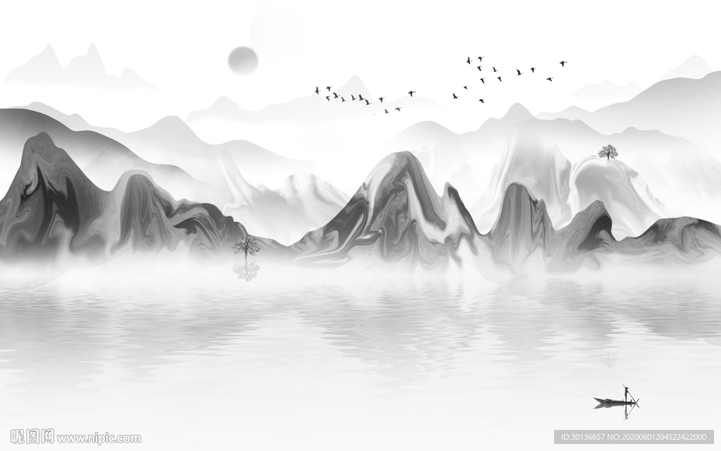 最新山水画风景画 TIF分层