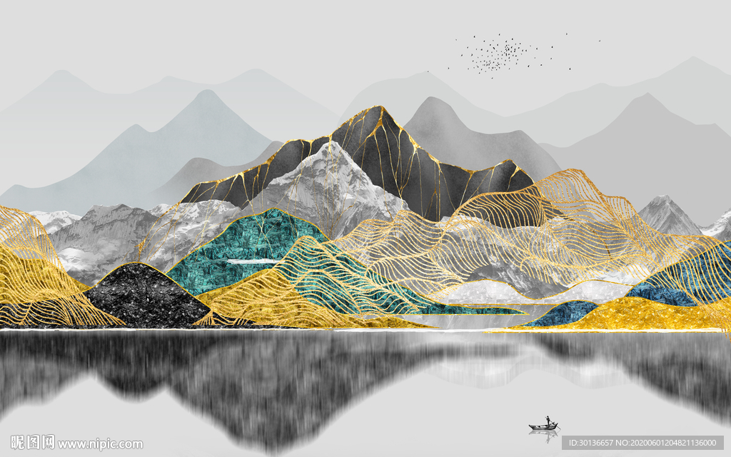 山水背景墙装饰画 TIF分层