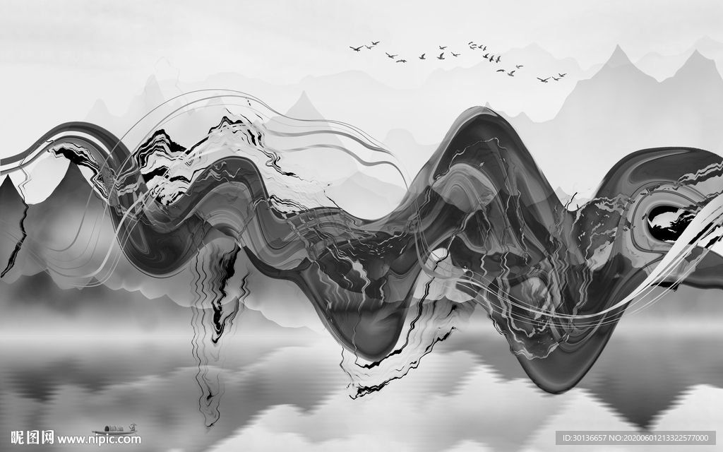 灰色背景墙装饰画 TIF分层